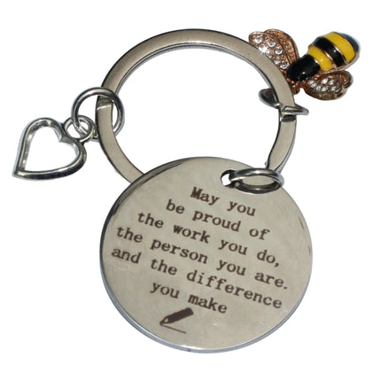 Keychain with motivational quote on a white background
