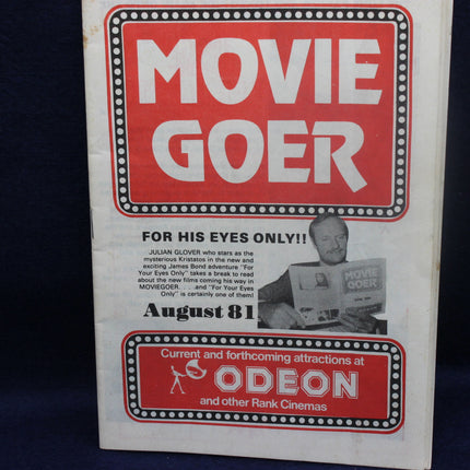 Vintage 'Movie Goer' magazine cover with Odeon cinema advertisement