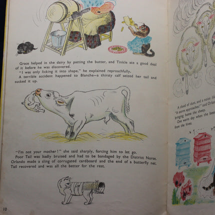 Page from a children's book with illustrations of farm animals and text.