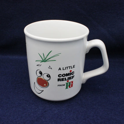 PG Tips Comic Relief Mug on a blue background