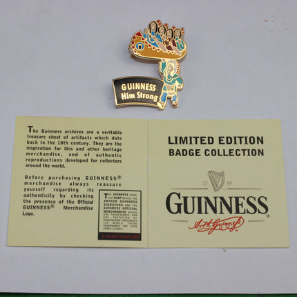 Guinness limited edition badge collection with a pin on a branded card.