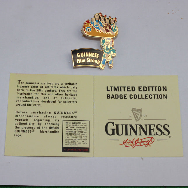 Guinness limited edition badge collection with a pin on a branded card.