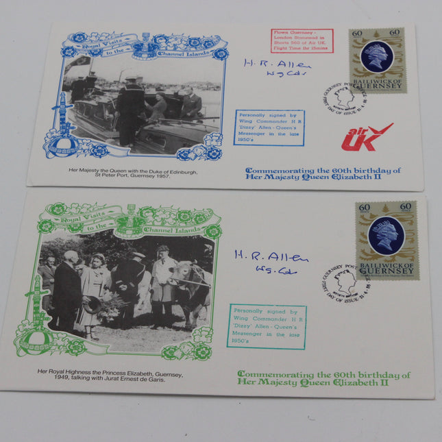 Royal Visits to the Channel Islands FDC Set – 8 Covers (1986, Some Signed)