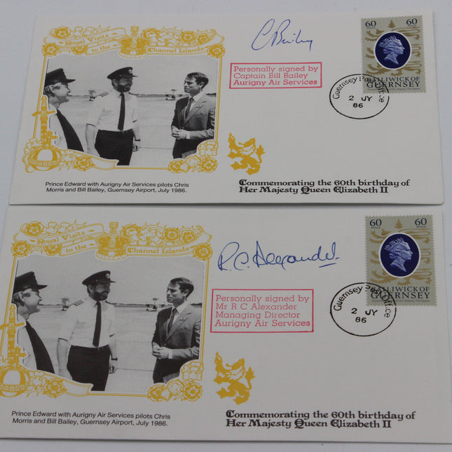 Royal Visits to the Channel Islands FDC Set – 8 Covers (1986, Some Signed)