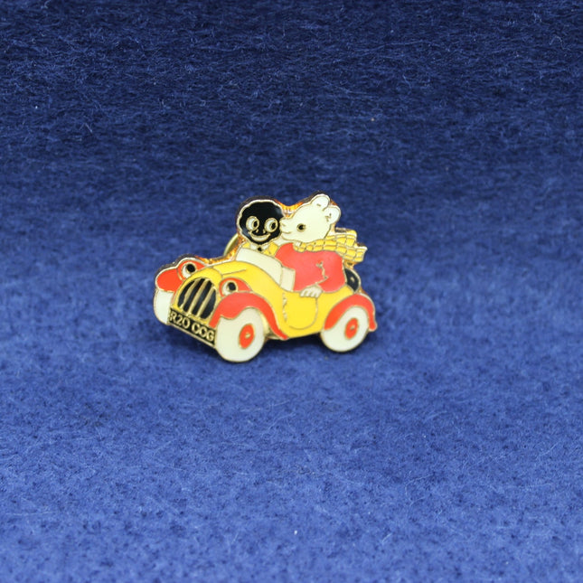 Rupert Bear & Golly in Car Enamel Pin Badge