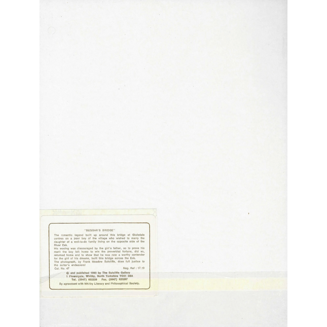 White paper with Sutcliffe Gallery Description text and a yellow border