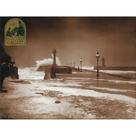 Print of High Seas on Whitby West Pier