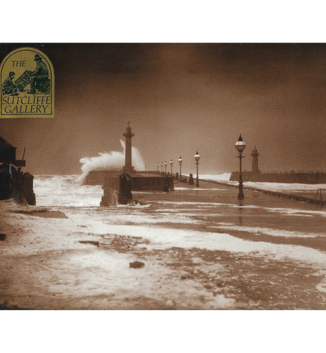 Print of High Seas on Whitby West Pier