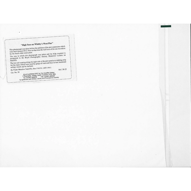 White card with Sutcliffe Gallery text on a white background