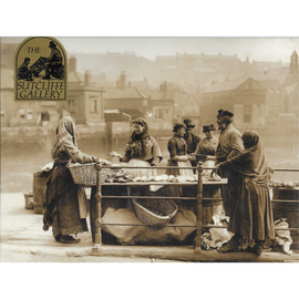 Vintage Print of a fish stall in Whitby
