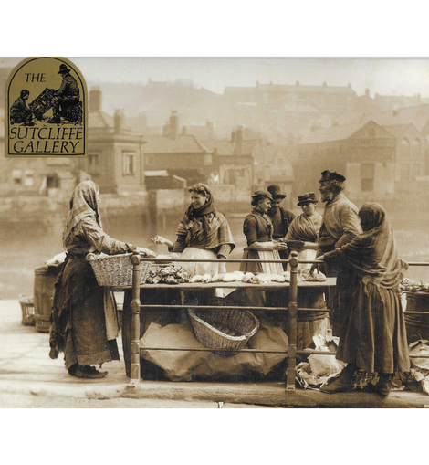 Vintage Print of a fish stall in Whitby