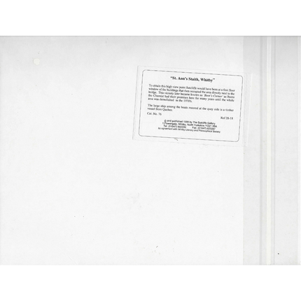 White card with Sutcliffe Gallery Description text on a white background