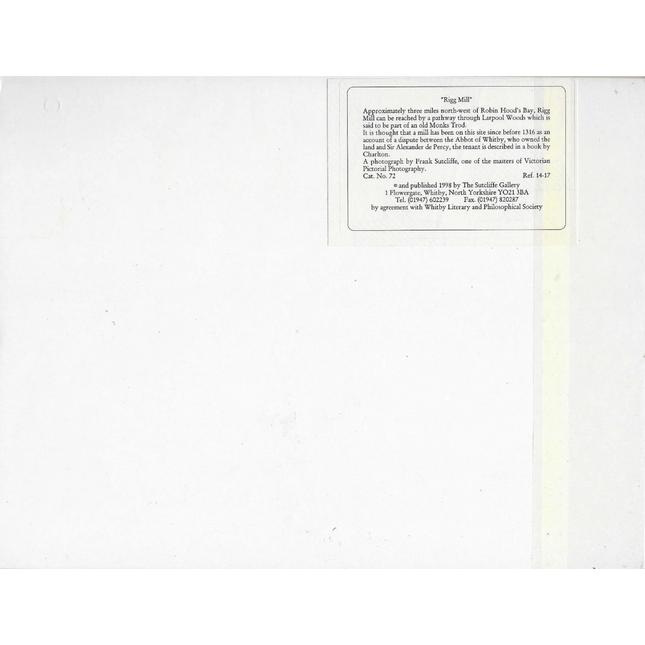 Small Sutcliffe Gallery Description text box on a white background