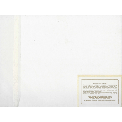 White card with text The Sutcliffe Gallery on a white background