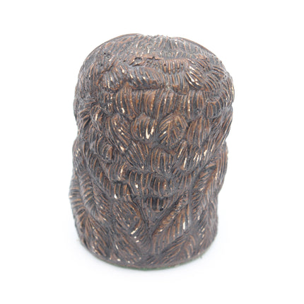Small Bronze-Tone Owl Ornament Rear View on a white background