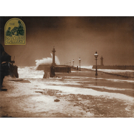 Print of High Seas on Whitby West Pier