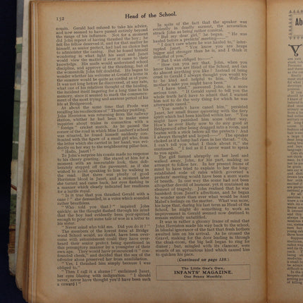 Vintage book page with text and a small advertisement at the bottom.
