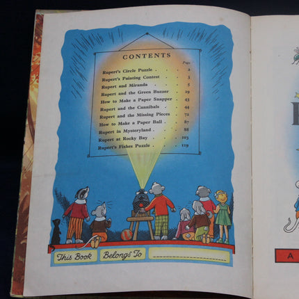 Contents page of a children's book with illustrations and text.