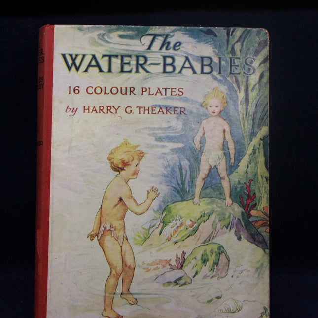 Book cover of 'The Water-Babies' with illustrations of children by Harry G. Theaker