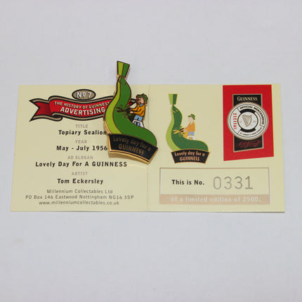 Collectible Guinness advertising card with graphics and text on a light gray background