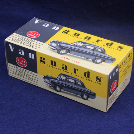Vanguards model car box with a blue background