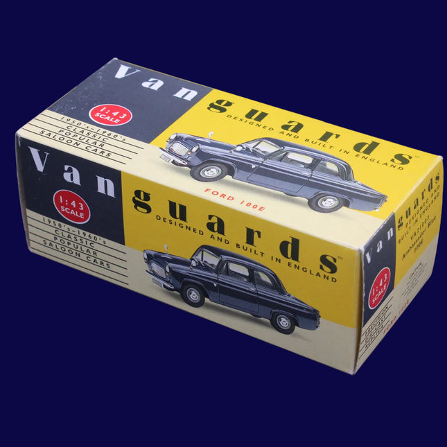 Vanguards model car box with a blue background