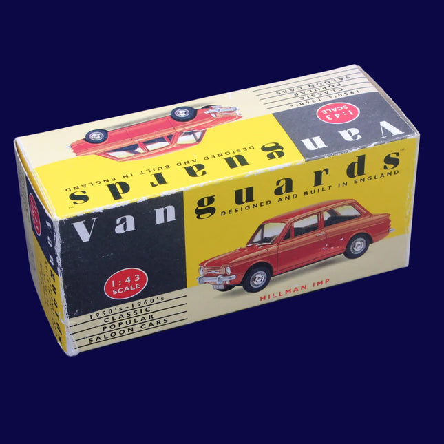 Box for a model car by Vanguard on a blue background
