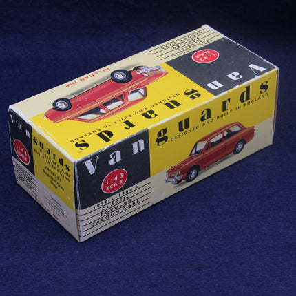 Model car box with red car illustration on a blue background