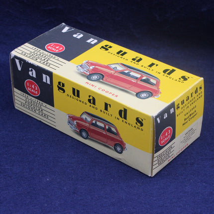 Vanguards model car box with a red car illustration on a blue background