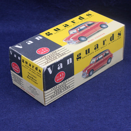 Box for a model car by Vanguard on a blue background
