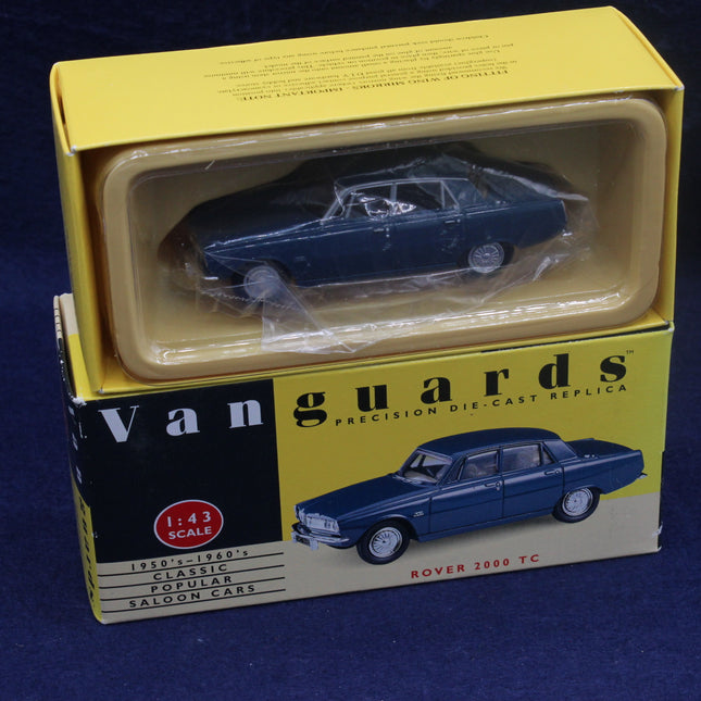 Model car in packaging with 'Vanguards' branding on a dark background