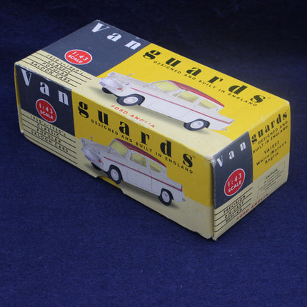 Vanguards model car box with a blue background