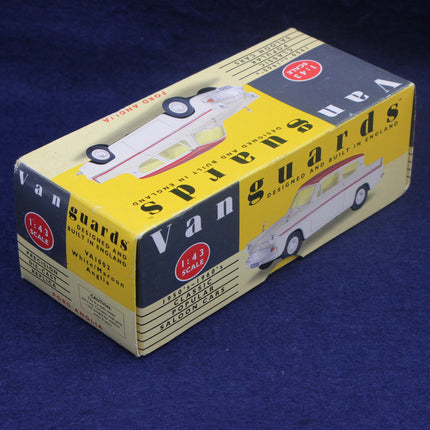 Boxed toy van with 'Vanguards' branding on a blue background