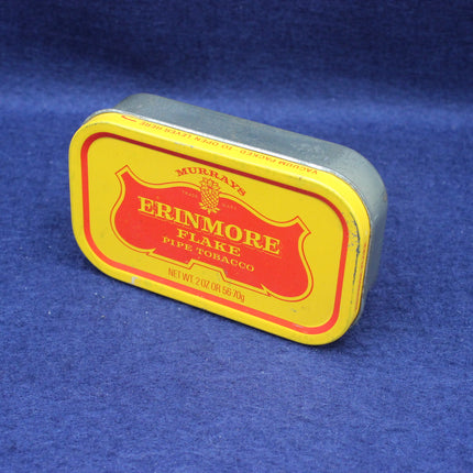 Murray's Erinmore Flake pipe tobacco tin on a blue background