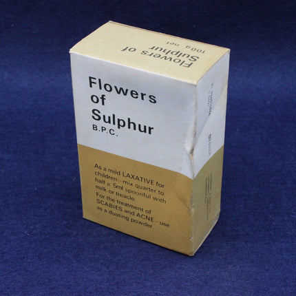 Flowers of Sulphur Brown and white box