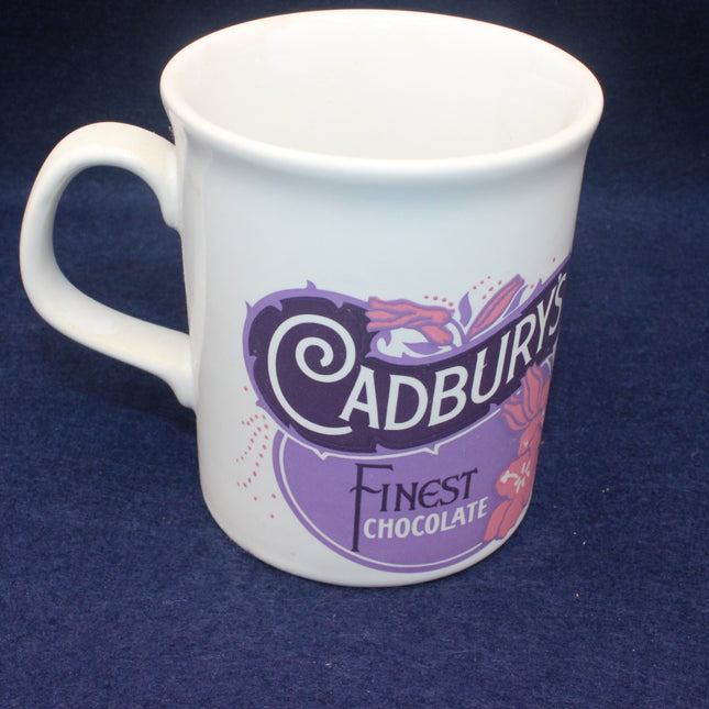 White mug with Cadbury's branding on a white background