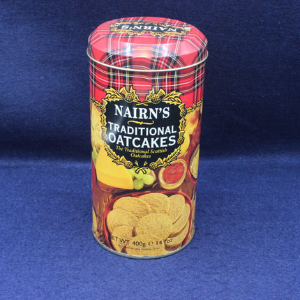 Scottish Oakcakes tin on blue background