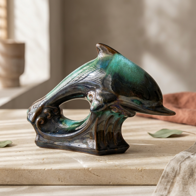 Vintage Blue Mountain Pottery Dolphin Figurine