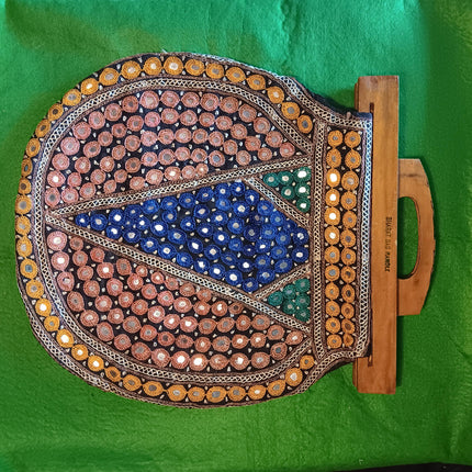 Vintage Hand‑Embroidered Bharat Bag – Wooden Handle