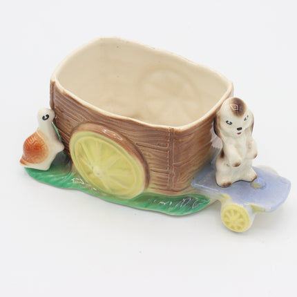 Vintage Hornsea Pottery Fauna Series No.233 – Rabbit and Snail Cart Planter