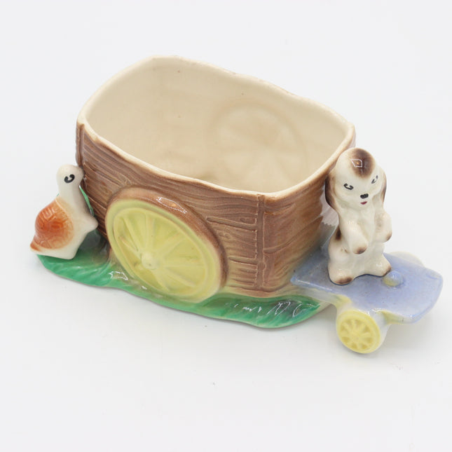 Vintage Hornsea Pottery Fauna Series No.233 – Rabbit and Snail Cart Planter