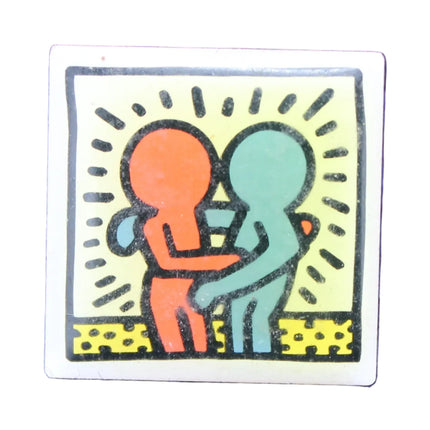 Vintage Keith Haring‑Style Badge – Square Art Pin