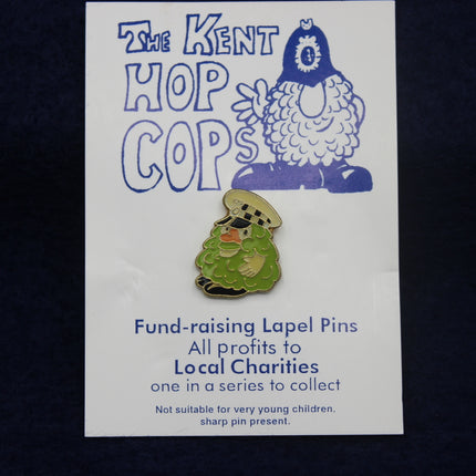 Kent Hop Cops Police‑Hat Charity Pin – Vintage Badge on Original Card