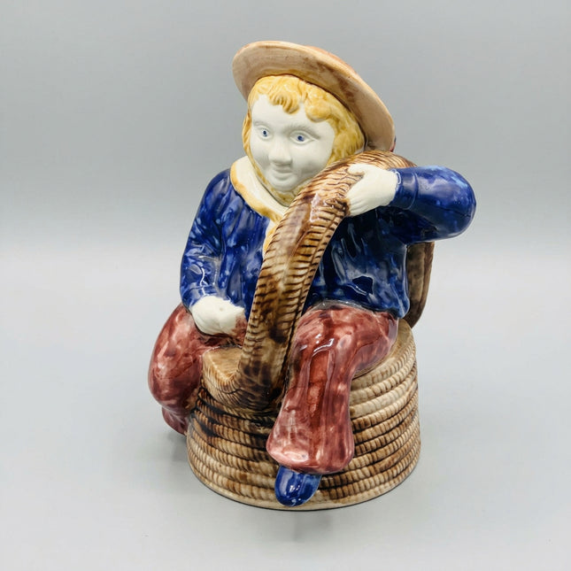 Vintage Majolica Manxman Style Sailor Teapot