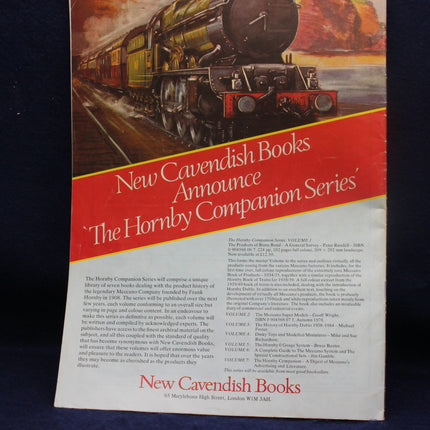 Advertisement for New Cavendish Books' Hornby Companion Series with a steam train illustration.