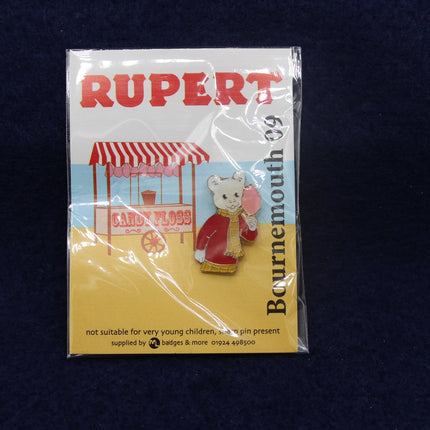 Vintage Rupert the Bear Candy Floss Pin Badge