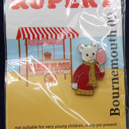 Vintage Rupert the Bear Candy Floss Pin Badge Brooch