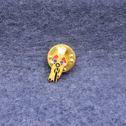 Vintage Rupert the Bear Motorbike Pin Badge