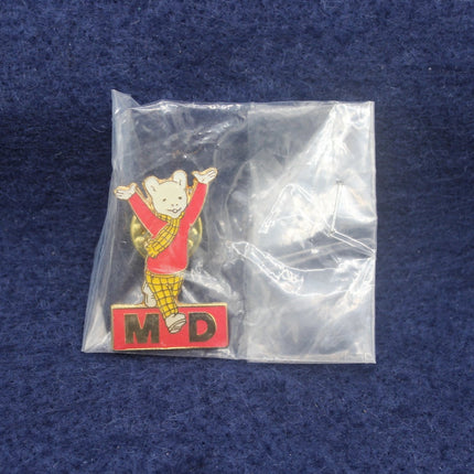 Vintage Rupert the Bear Muscular Dystrophy Pin Badge Brooch 