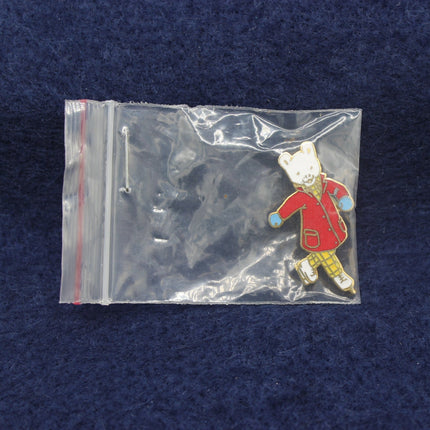 Vintage Rupert the Bear Pin Badge Brooch – Red Coat & Blue Mittens